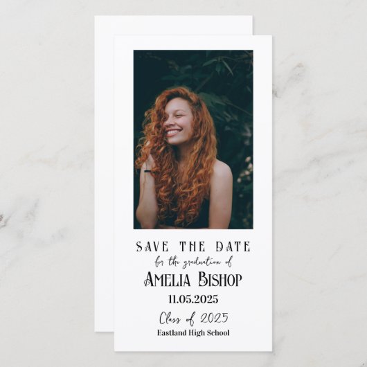 Elegante Afstuderen foto Sla de datum op Save The Date (Voorkant / Achterkant)