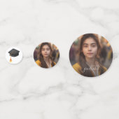 Elegante Afstuderen foto zwarte afstudeerdop Confetti (Voorkanten)