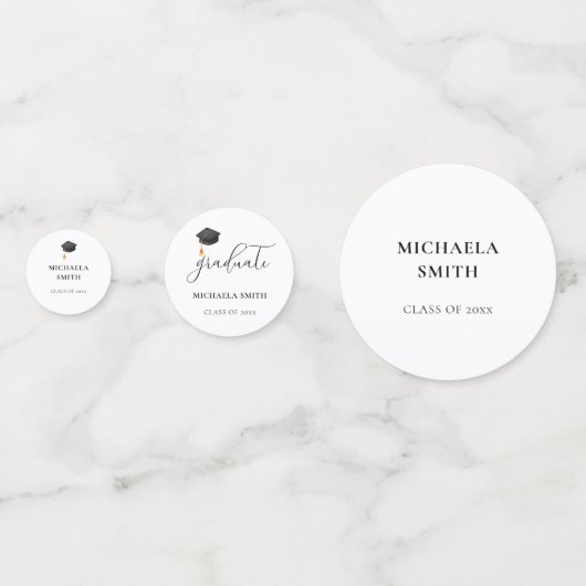 Elegante Afstuderen foto zwarte afstudeerdop Confetti (Achterkanten)