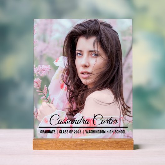 Elegante Afstuderen fotoaankondiging Acryl Bord (Neutraal)