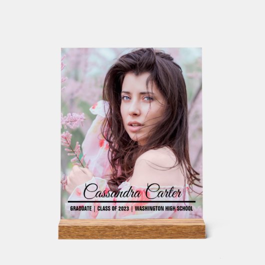 Elegante Afstuderen fotoaankondiging Acryl Bord (Voorkant)