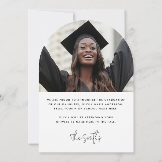 Elegante afstuderen fotoboog Dank u kaart (Achterkant)