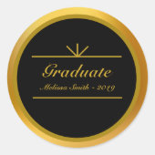 Elegante Afstuderen gouden & zwarte Sticker (Voorkant)