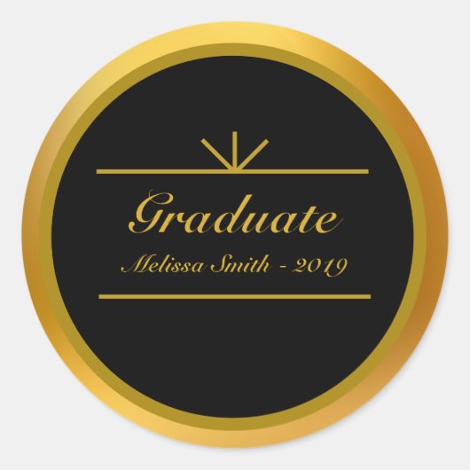 Elegante Afstuderen gouden & zwarte Sticker (Voorkant)