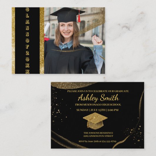 elegante Afstuderen Informatiekaartje (Voorkant / Achterkant)