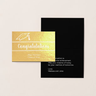 Elegante Afstuderen naam Gefeliciteerd Goud Folie Kaarten