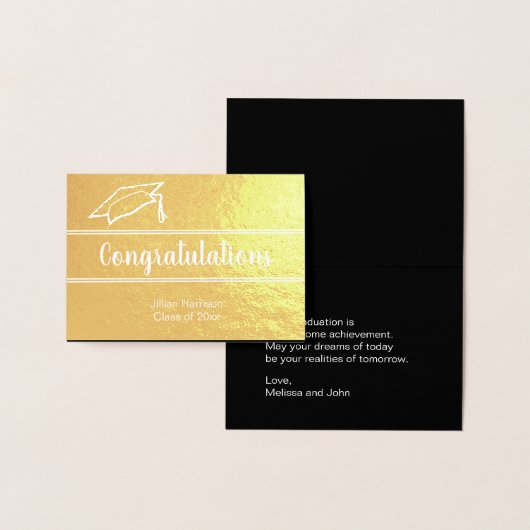 Elegante Afstuderen naam Gefeliciteerd Goud Folie Kaarten (Display)