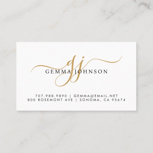 Elegante Afstuderen naam Goud Monogram Insert Kaar Contactkaartje (Achterkant)