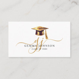 Elegante Afstuderen naam Goud Monogram Insert Kaar Contactkaartje