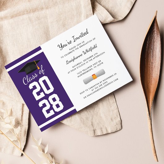 Elegante Afstuderen Paars 2026 Afstudeerfeest Kaart