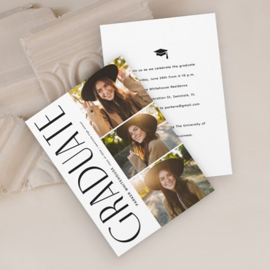 Elegante Afstuderen Typografie 3 Foto Afstuderen Kaart