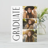 Elegante Afstuderen Typografie 3 Foto Afstuderen Kaart (Staand voorkant)