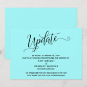 Elegante Afzegging Trouwkaart Licht Aquablauw Aank Kaart (Voorkant / Achterkant)