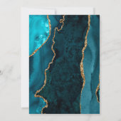 Elegante Agaat Blauwgroen Blauw Goud Save the Date Kaart (Achterkant)