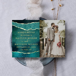 Elegante Agaat Bruiloft Foto Aankondiging Kaarten