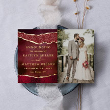 Elegante Agaat Bruiloft Foto Aankondiging Kaarten