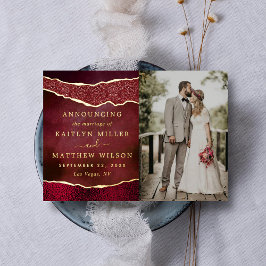 Elegante Agaat Bruiloft Foto Aankondiging Kaarten