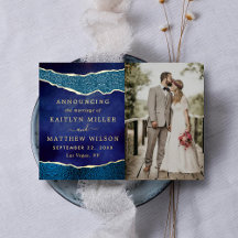 Elegante Agaat Bruiloft Foto Aankondiging Kaarten