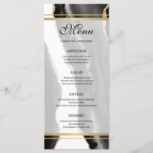 Elegante agaat bruiloft menu (Voorkant)