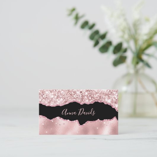 Elegante Agaat Make-up Artist Roos Goud Roze Glitt Visitekaartje (Staand voorkant)