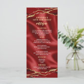 Elegante Agaat Rode en Gouden Menu (Staand voorkant)