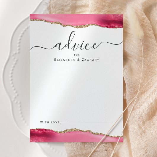 Elegante agaat roze gouden bruiloft advieskaart