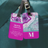 Elegante Agaten Initiaal Monogram Bagagelabel