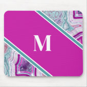 Elegante Agaten Initiaal Monogram Muismat (Voorkant)