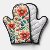 Elegante AI-gegenereerde bloemenoven voor chef-kok Ovenwant (Voorkant / Achterkant)