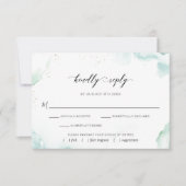 Elegante Airy Blue en Groene Waterverf RSVP-kaart RSVP Kaartje (Voorkant)