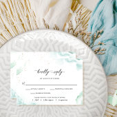 Elegante Airy Blue en Groene Waterverf RSVP-kaart RSVP Kaartje