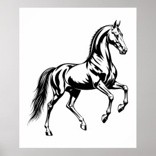 Elegante Akhal-Teke paard gestileerde illustratie Poster