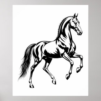 Elegante Akhal-Teke paard gestileerde illustratie Poster