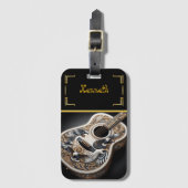 Elegante akoestische gitaar bagagelabel (Voorkant (verticaal))