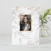 Elegante Alabaster Witte pioenen Kaart (Staand voorkant)