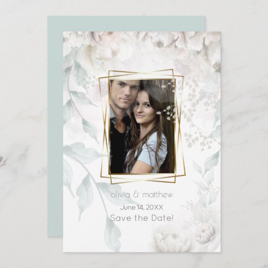 Elegante Alabaster Witte pioenen Kaart (Voorkant / Achterkant)