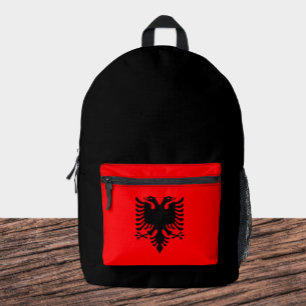 Elegante Albanese rugzak, zwart, Albanese Vlag Bedrukte Rugzak