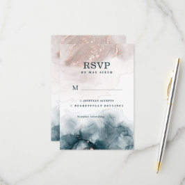 Elegante Alcohol Inkt Goud Blush Blauw Minimalisti RSVP Kaartje