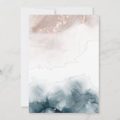 Elegante Alcohol Inkt Goud Blush Blauw Modern Brui Kaart (Achterkant)