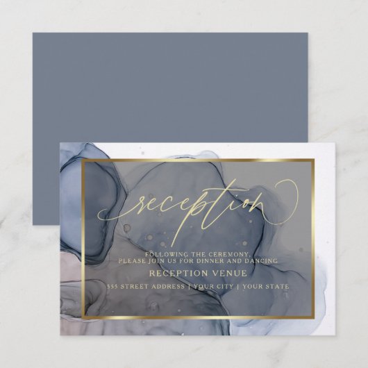 Elegante alcohol inkt vlekken receptie kaart (Voorkant / Achterkant)