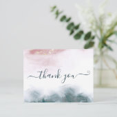 Elegante AlcoholInk Blush Blue Waterverf Dank u Briefkaart (Staand voorkant)