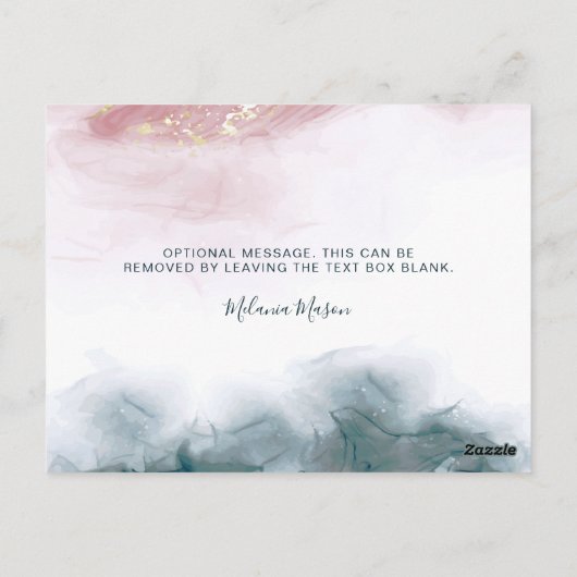 Elegante AlcoholInk Blush Blue Waterverf Dank u Briefkaart (Achterkant)