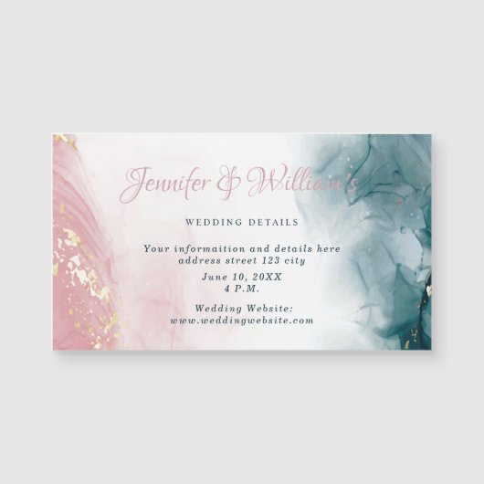 Elegante Alcoholinkt Blush Blue Waterverf Modern (Voorkant)