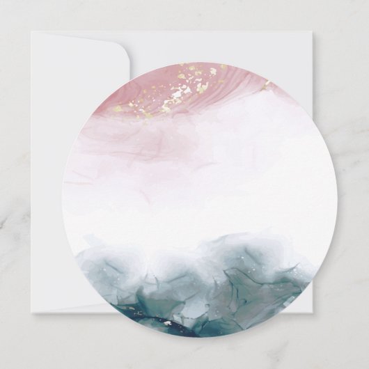 Elegante Alcoholinkt Gouden Blush Blauwe Waterverf Save The Date (Achterkant)