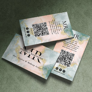 Elegante alcoholinkt & gouden glitters Monogram Visitekaartje