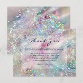 Elegante alcoholinkt Holografische Glitter Dank u Briefkaart (Voorkant / Achterkant)