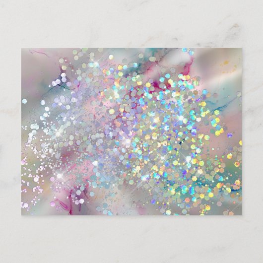 Elegante alcoholinkt Holografische Glitter Dank u Briefkaart (Achterkant)