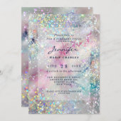 Elegante Alcoholinkt Holografische Glitter Verjaar Kaart (Voorkant / Achterkant)