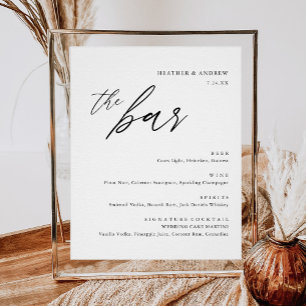 Elegante alcoholische drankjes trouwbar menu poster