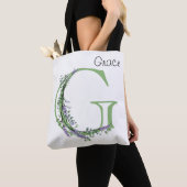 Elegante alfabet letter G Lavendel Eucalyptus Tote Bag (Dichtbij)